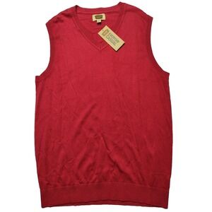Foundry Sweater Vest - Men Big & Tall XLT Red Pullover Cotton Acrylic V-Neck NEW